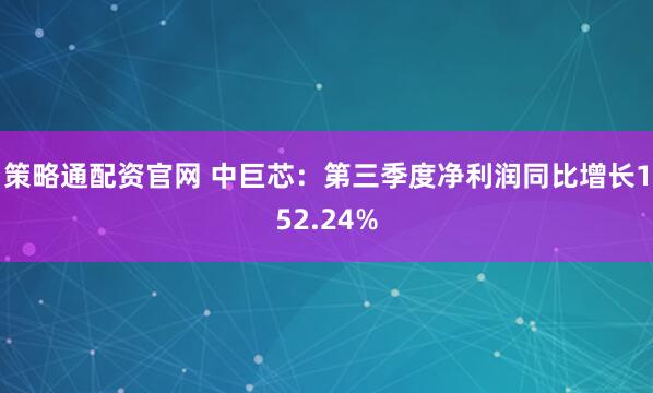 策略通配资官网 中巨芯：第三季度净利润同比增长152.24%